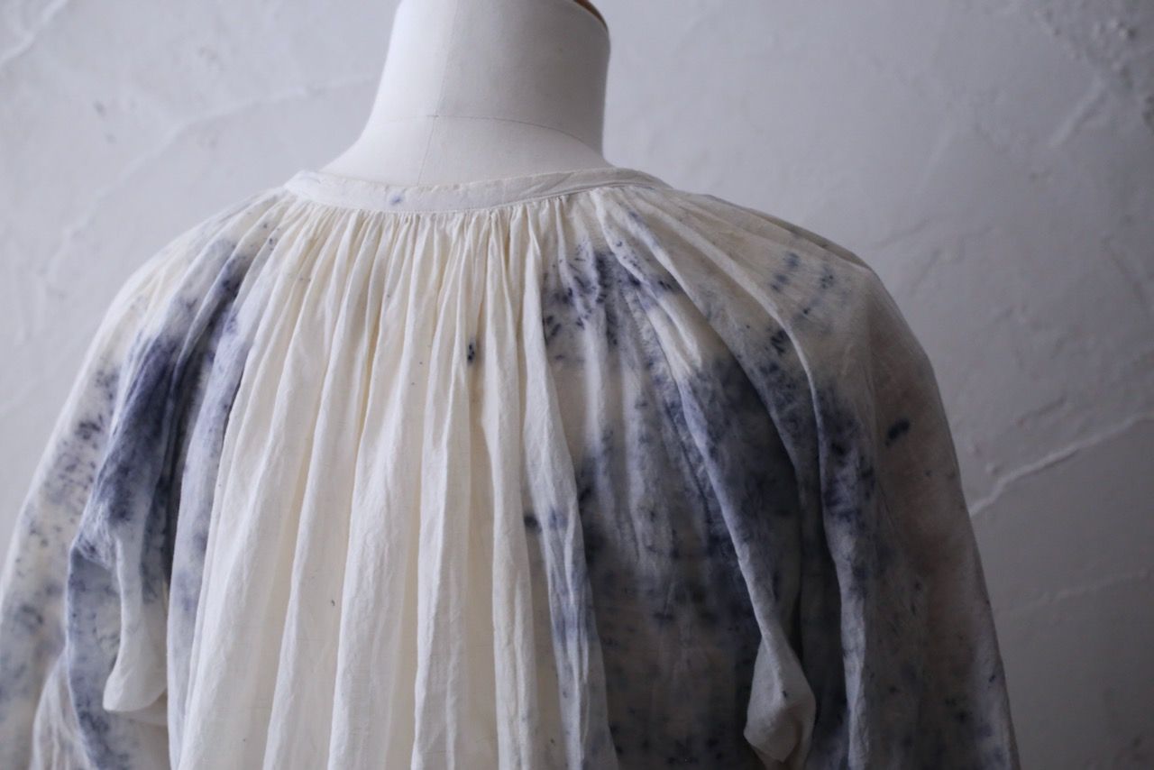 カディコットン 200カウントブラウス/Khadi cotton pullover blouse「ボタニカルプリント②/Botanical print」