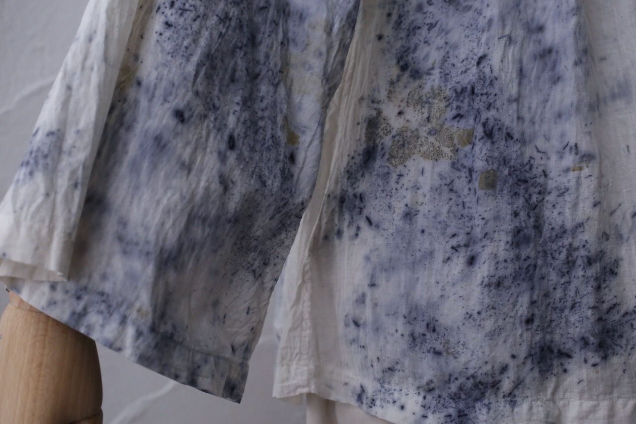 カディコットン 200カウントブラウス/Khadi cotton pullover blouse「ボタニカルプリント②/Botanical print」