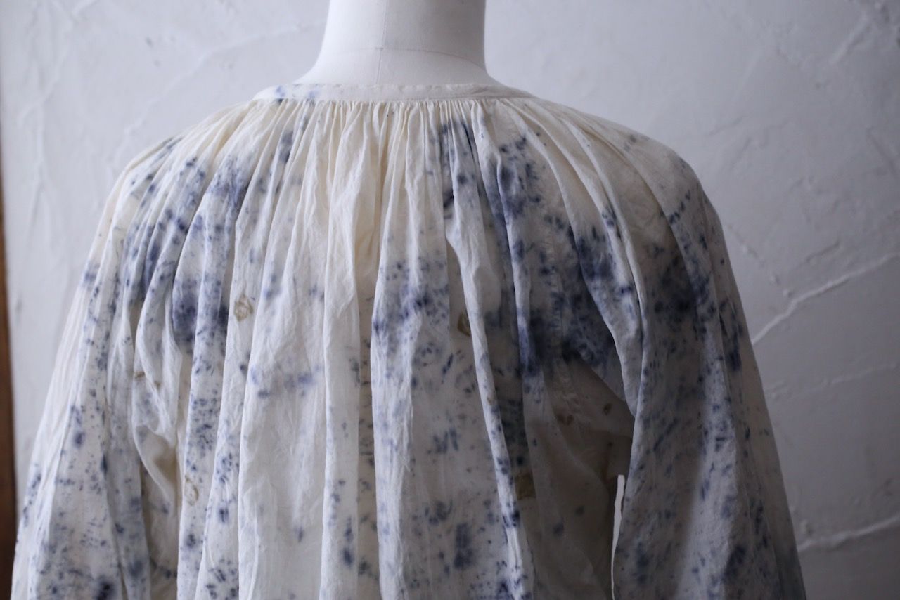 カディコットン 200カウントブラウス/Khadi cotton pullover blouse「ボタニカルプリント③/Botanical print」
