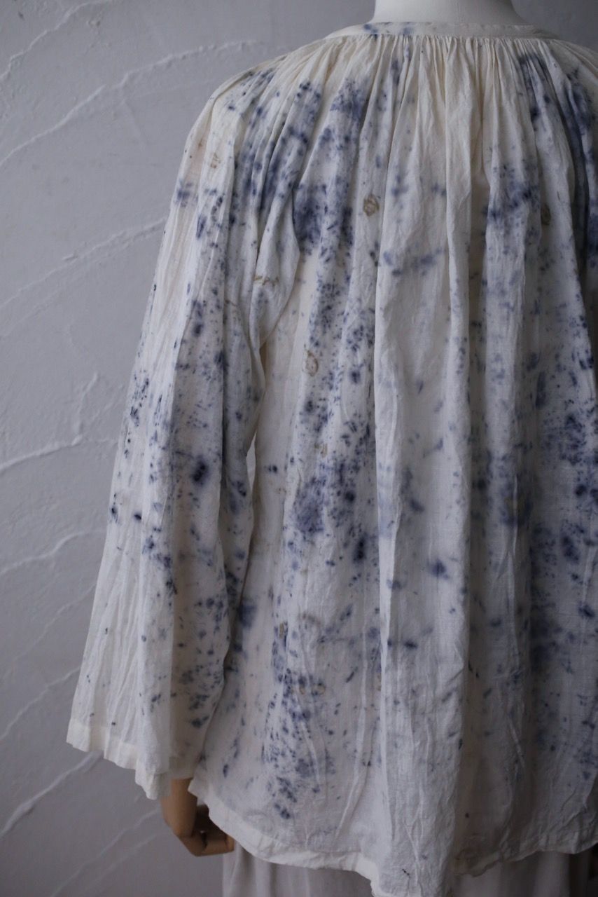 カディコットン 200カウントブラウス/Khadi cotton pullover blouse「ボタニカルプリント③/Botanical print」