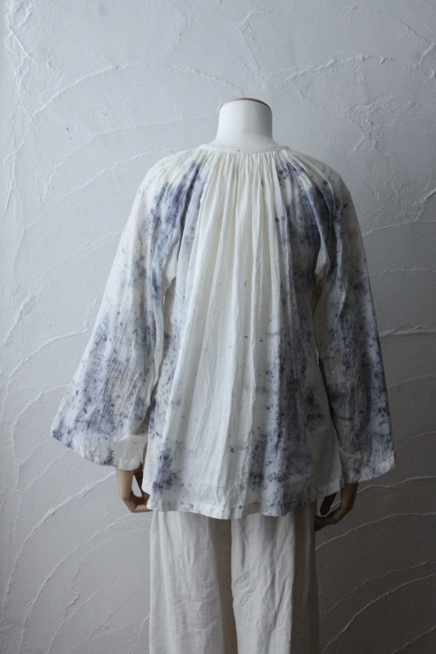 カディコットン 200カウントブラウス/Khadi cotton pullover blouse「ボタニカルプリント②/Botanical print」