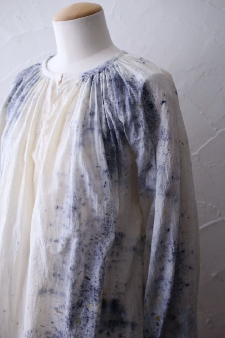カディコットン 200カウントブラウス/Khadi cotton pullover blouse「ボタニカルプリント②/Botanical print」