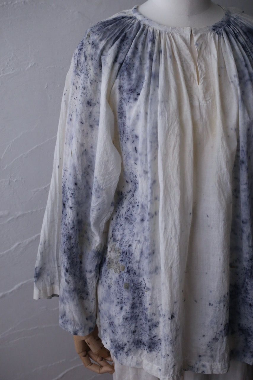 カディコットン 200カウントブラウス/Khadi cotton pullover blouse「ボタニカルプリント②/Botanical print」