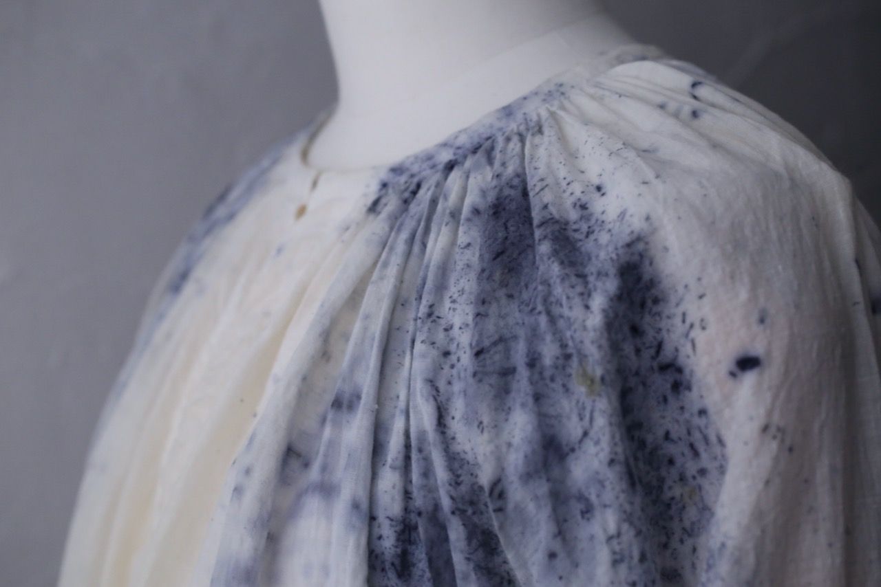 カディコットン 200カウントブラウス/Khadi cotton pullover blouse「ボタニカルプリント②/Botanical print」