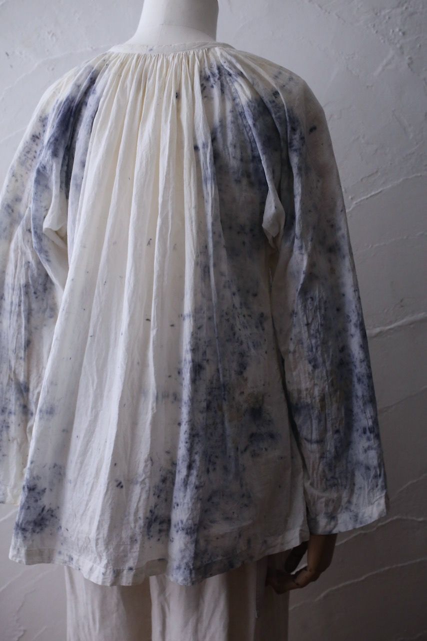 カディコットン 200カウントブラウス/Khadi cotton pullover blouse「ボタニカルプリント②/Botanical print」