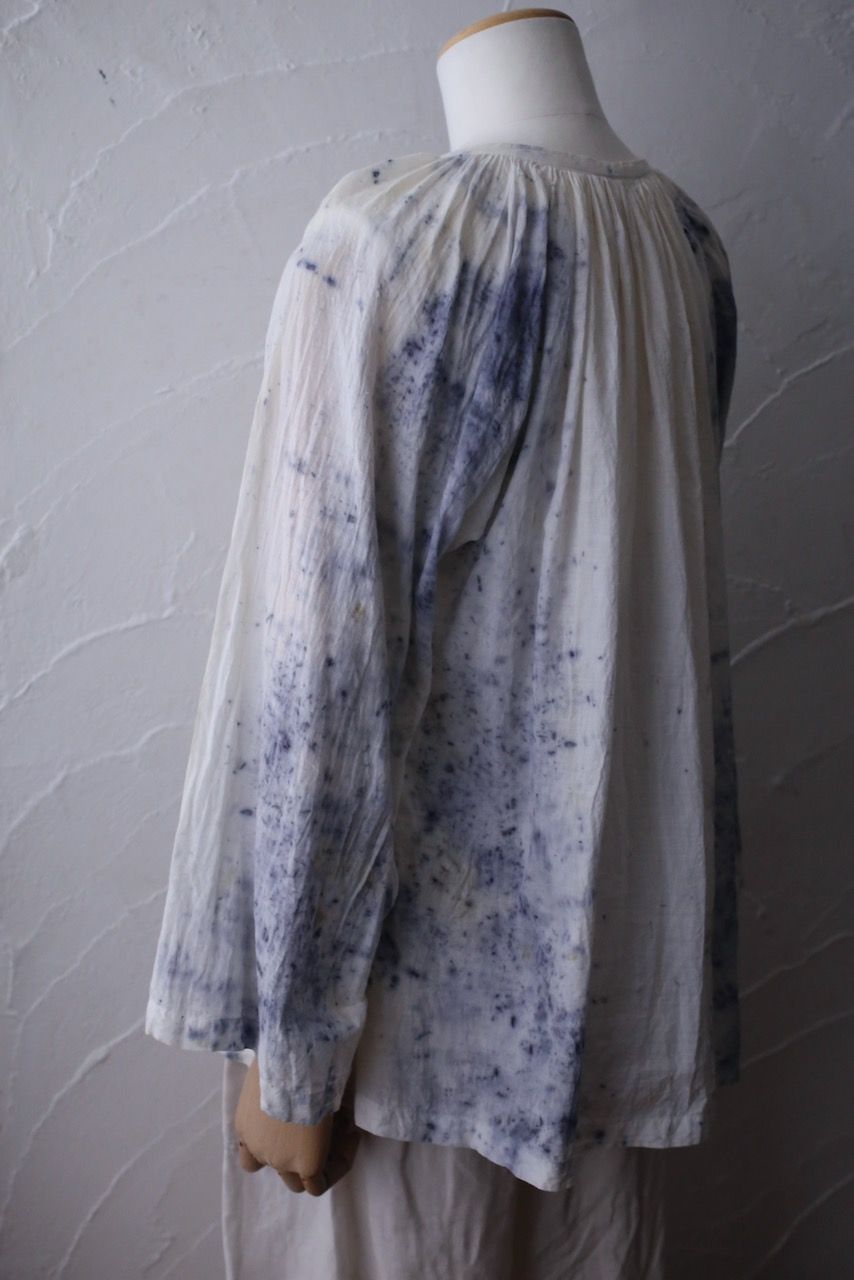 カディコットン 200カウントブラウス/Khadi cotton pullover blouse「ボタニカルプリント②/Botanical print」
