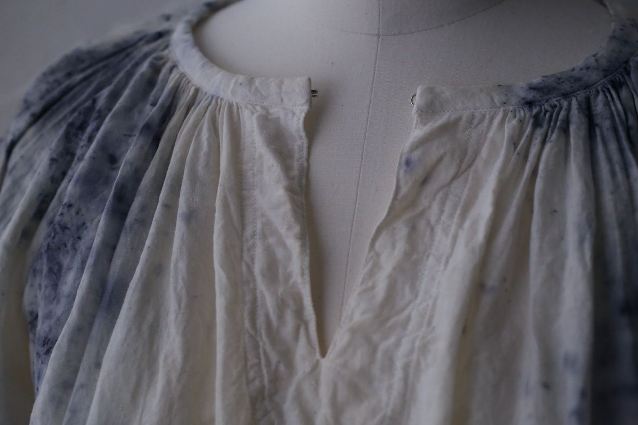 カディコットン 200カウントブラウス/Khadi cotton pullover blouse「ボタニカルプリント②/Botanical print」