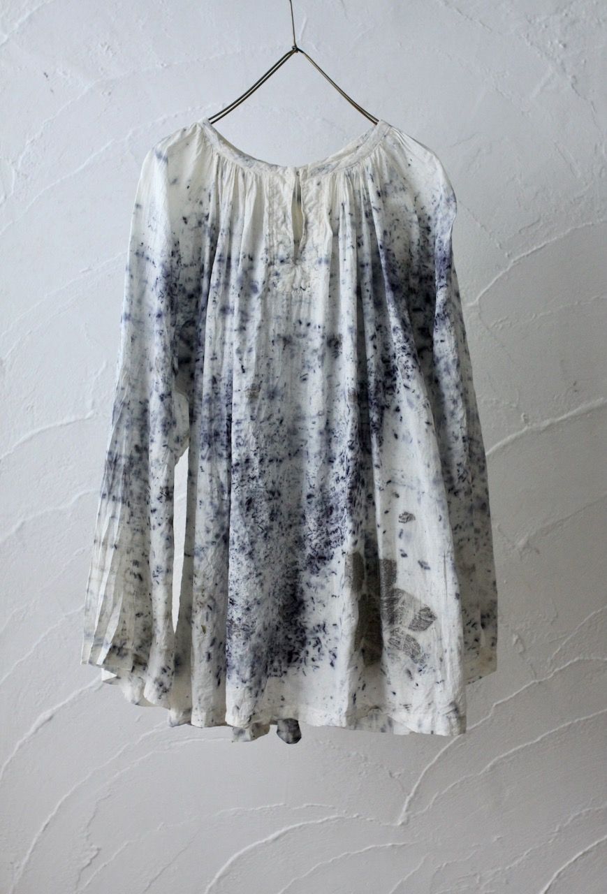 カディコットン 200カウントブラウス/Khadi cotton pullover blouse「ボタニカルプリント④/Botanical print」