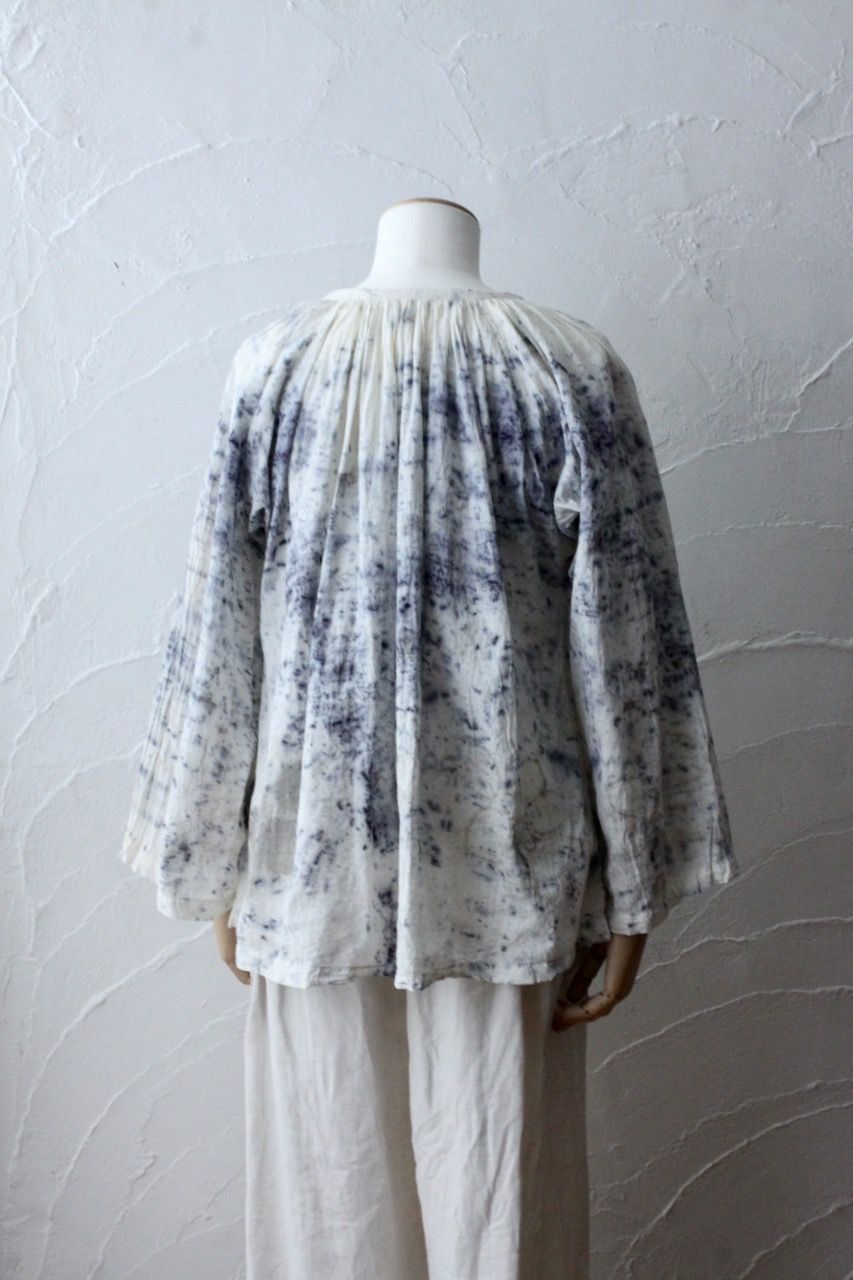 カディコットン 200カウントブラウス/Khadi cotton pullover blouse「ボタニカルプリント④/Botanical print」