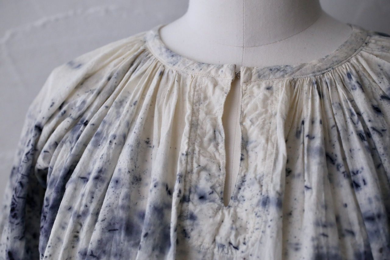 カディコットン 200カウントブラウス/Khadi cotton pullover blouse「ボタニカルプリント④/Botanical print」