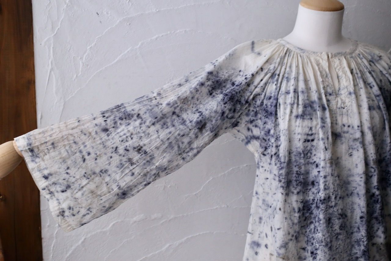 カディコットン 200カウントブラウス/Khadi cotton pullover blouse「ボタニカルプリント④/Botanical print」