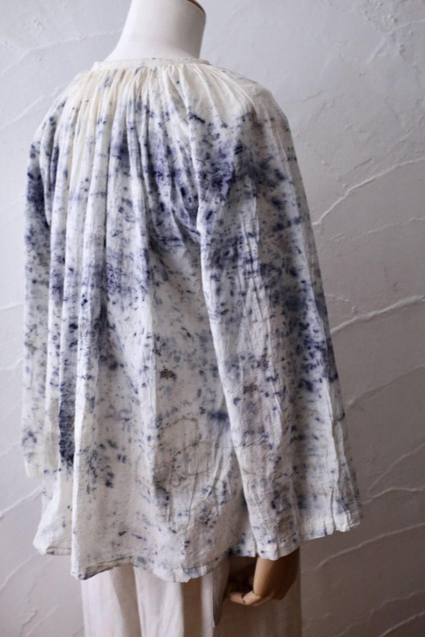 カディコットン 200カウントブラウス/Khadi cotton pullover blouse「ボタニカルプリント④/Botanical print」
