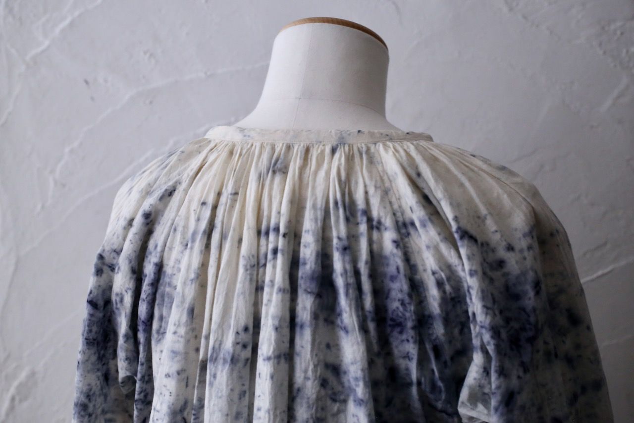 カディコットン 200カウントブラウス/Khadi cotton pullover blouse「ボタニカルプリント④/Botanical print」
