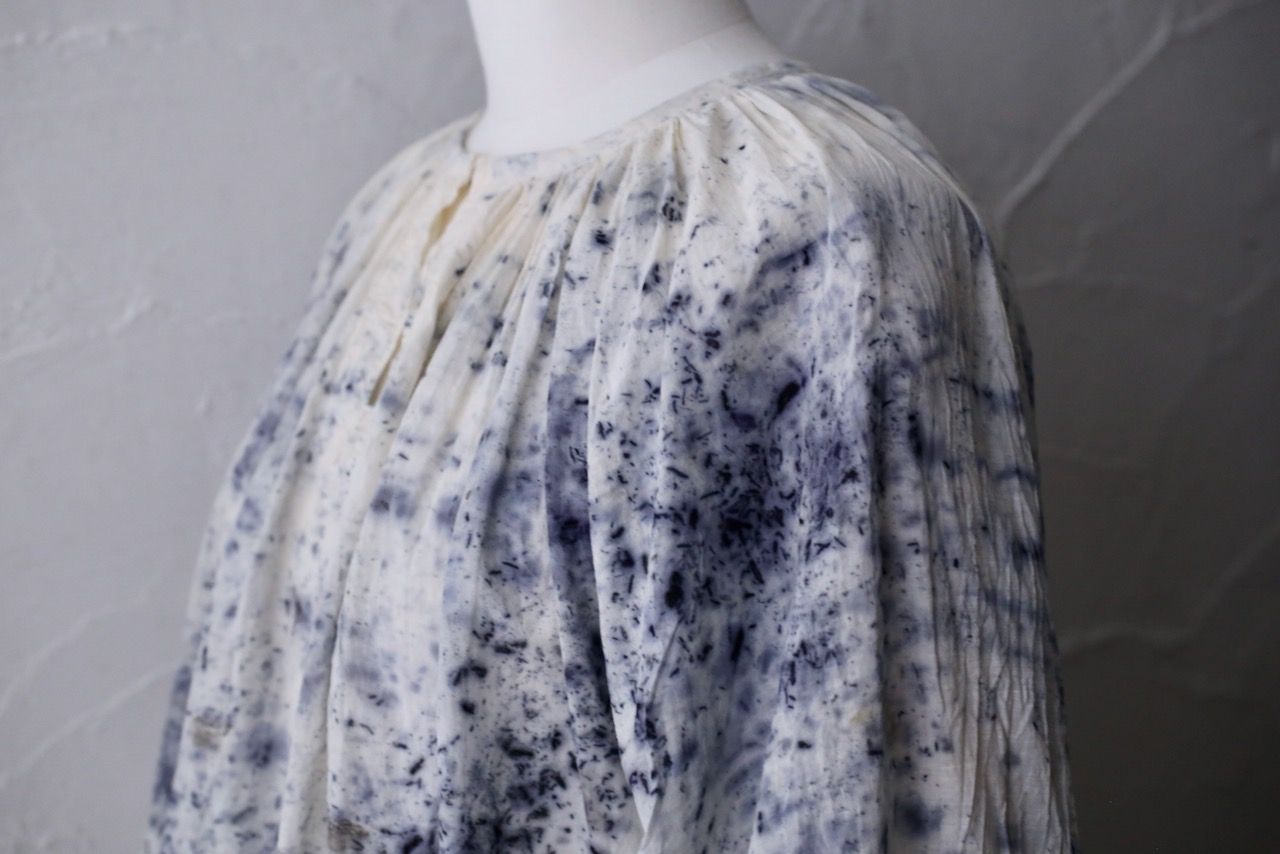 カディコットン 200カウントブラウス/Khadi cotton pullover blouse「ボタニカルプリント④/Botanical print」