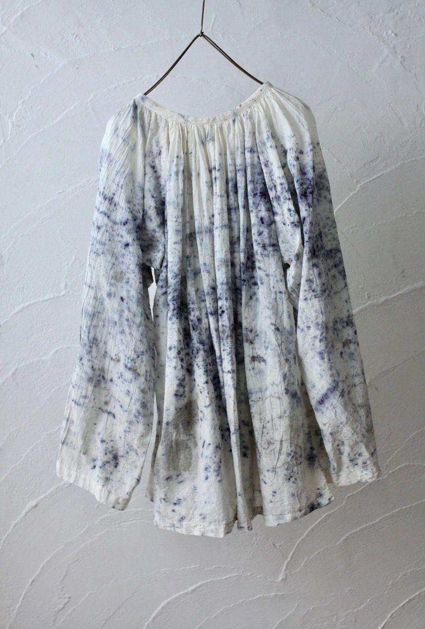カディコットン 200カウントブラウス/Khadi cotton pullover blouse「ボタニカルプリント④/Botanical print」