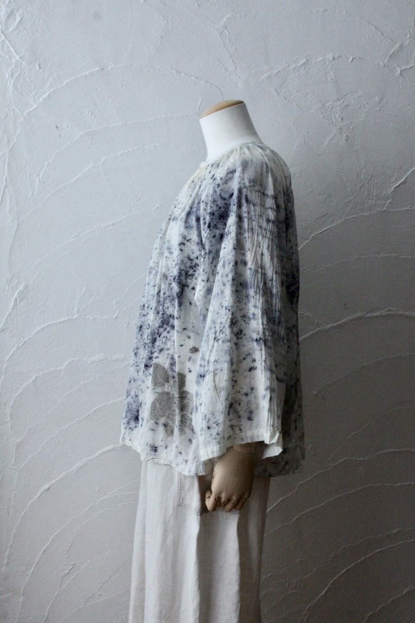 カディコットン 200カウントブラウス/Khadi cotton pullover blouse「ボタニカルプリント④/Botanical print」