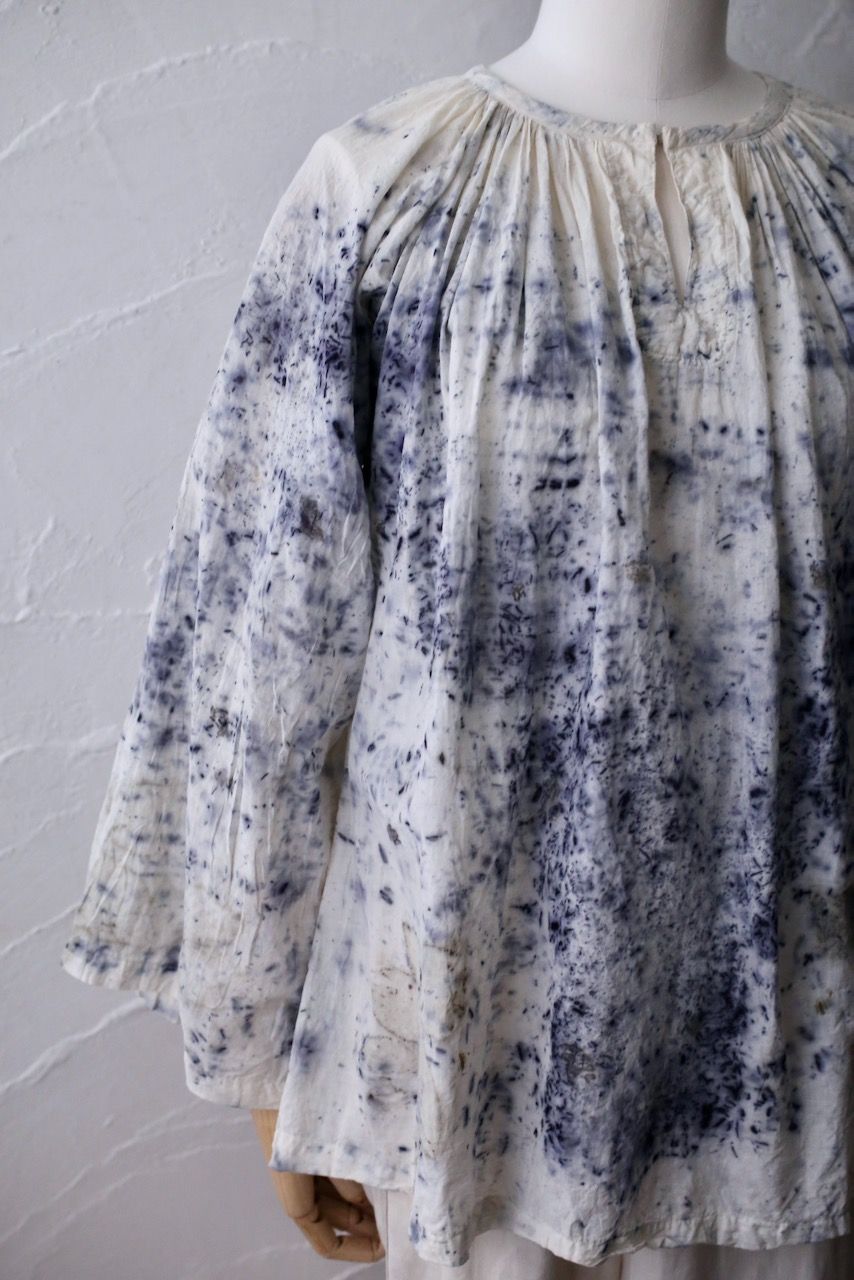 カディコットン 200カウントブラウス/Khadi cotton pullover blouse「ボタニカルプリント④/Botanical print」