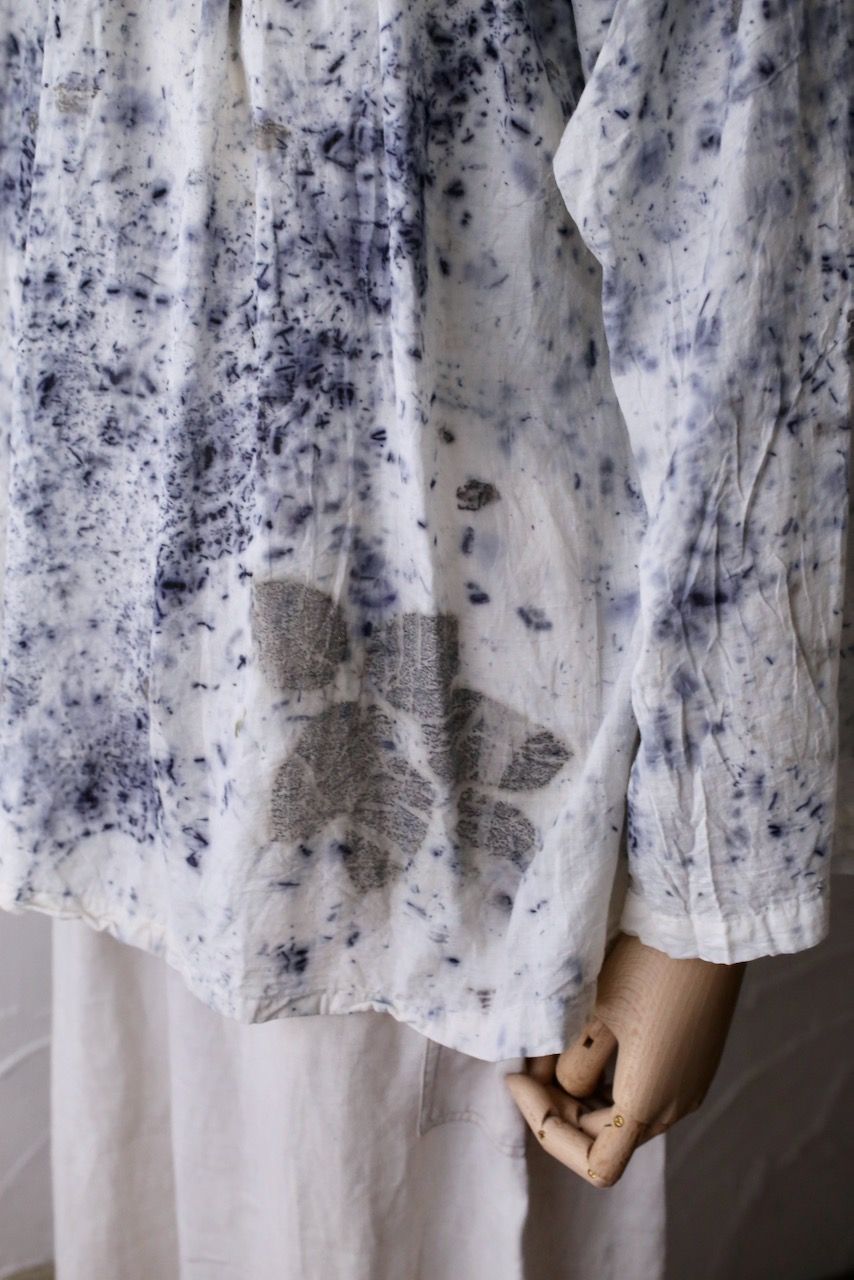 カディコットン 200カウントブラウス/Khadi cotton pullover blouse「ボタニカルプリント④/Botanical print」