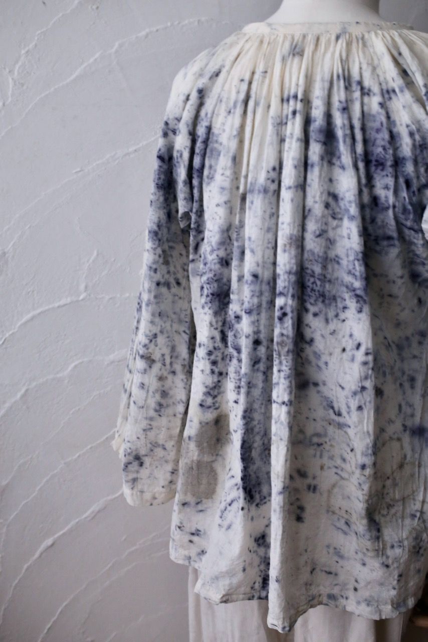 カディコットン 200カウントブラウス/Khadi cotton pullover blouse「ボタニカルプリント④/Botanical print」