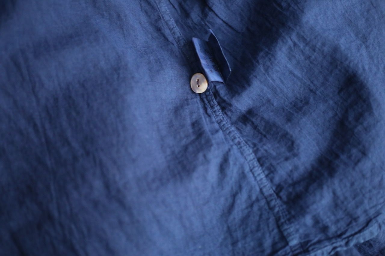 コットンローン パネル切り替えブラウス/ Cotton lawn blouse 「藍/Indigo」