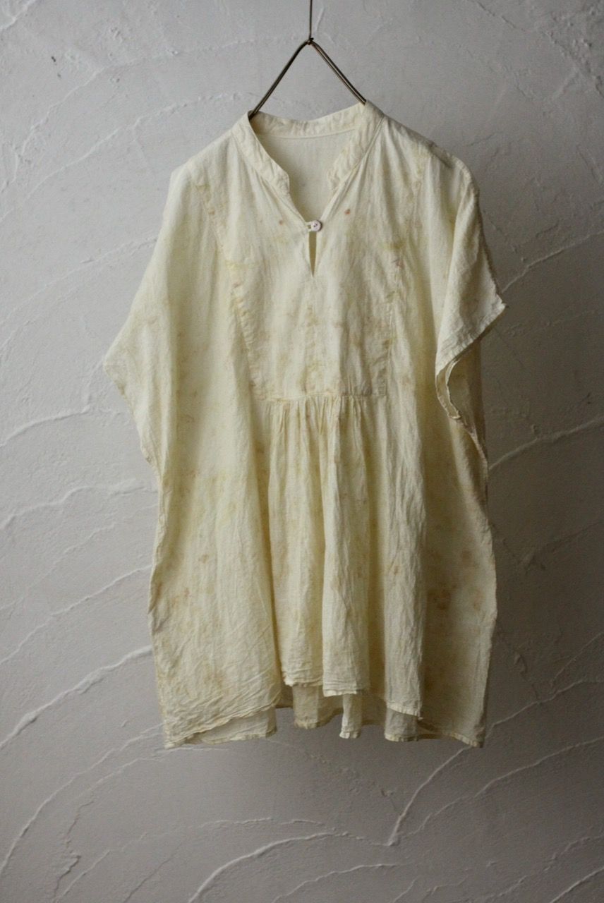 コットンローン パネル切り替えブラウス/ Cotton lawn blouse 「ボタニカルプリント」クリーム/Cream