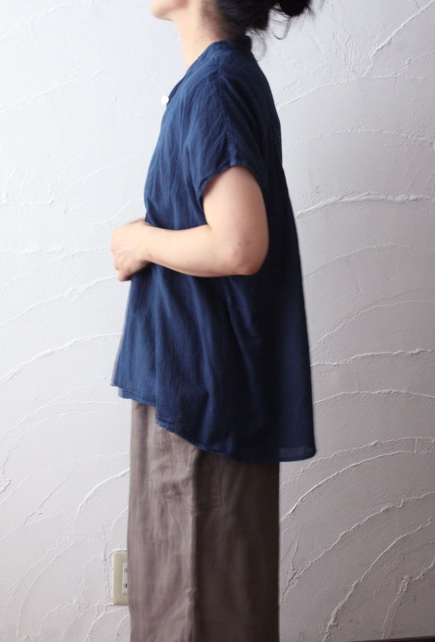 コットンローン パネル切り替えブラウス/ Cotton lawn blouse 「ボタニカルプリント」たんぽぽ色