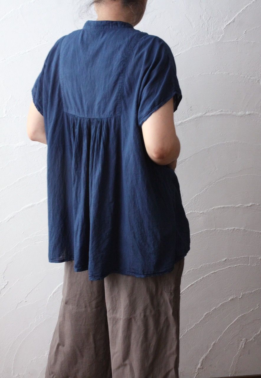 コットンローン パネル切り替えブラウス/ Cotton lawn blouse 「ボタニカルプリント」たんぽぽ色