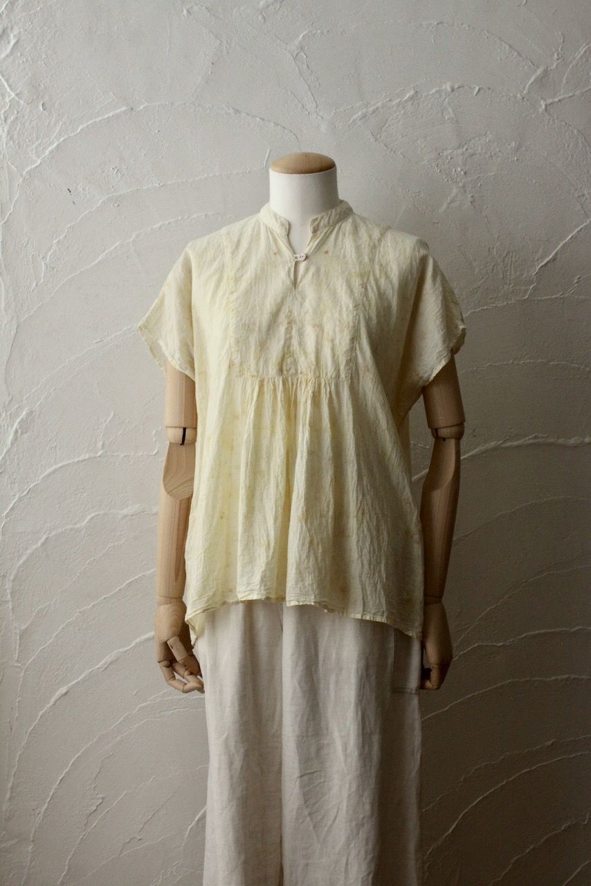 コットンローン パネル切り替えブラウス/ Cotton lawn blouse 「ボタニカルプリント」クリーム/Cream