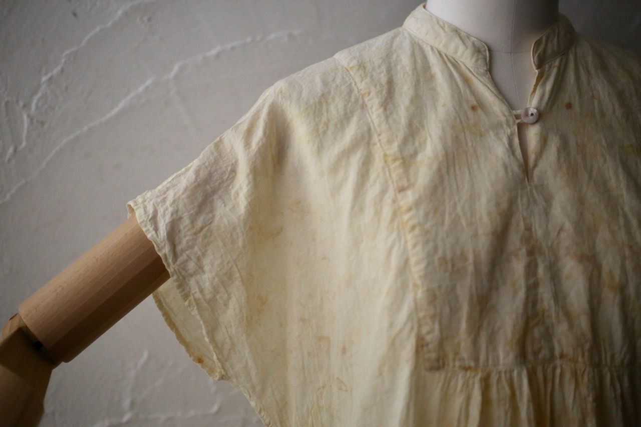 コットンローン パネル切り替えブラウス/ Cotton lawn blouse 「ボタニカルプリント」クリーム/Cream