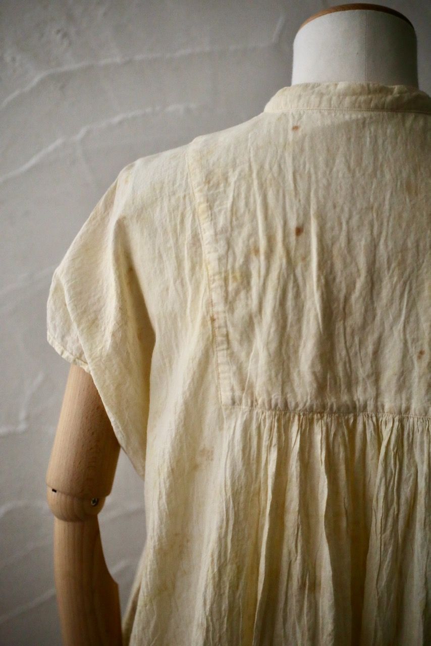 コットンローン パネル切り替えブラウス/ Cotton lawn blouse 「ボタニカルプリント」クリーム/Cream