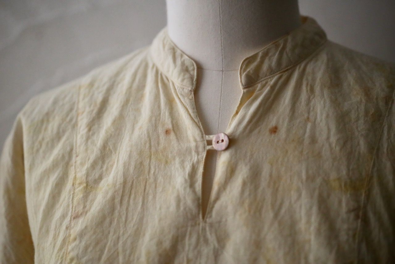 コットンローン パネル切り替えブラウス/ Cotton lawn blouse 「ボタニカルプリント」クリーム/Cream