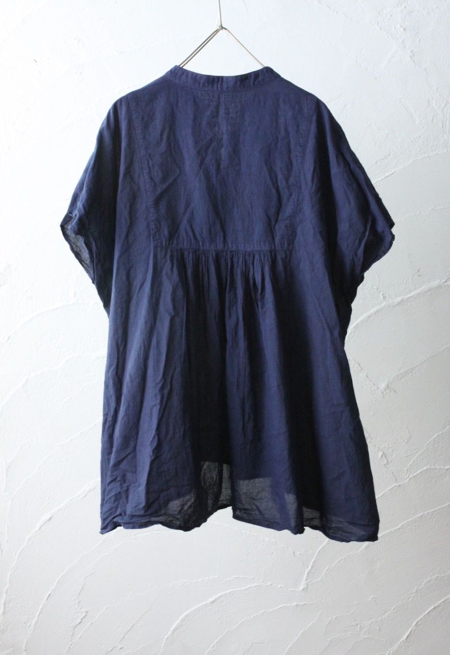 コットンローン パネル切り替えブラウス/ Cotton lawn blouse 「群青/Deep indigo」