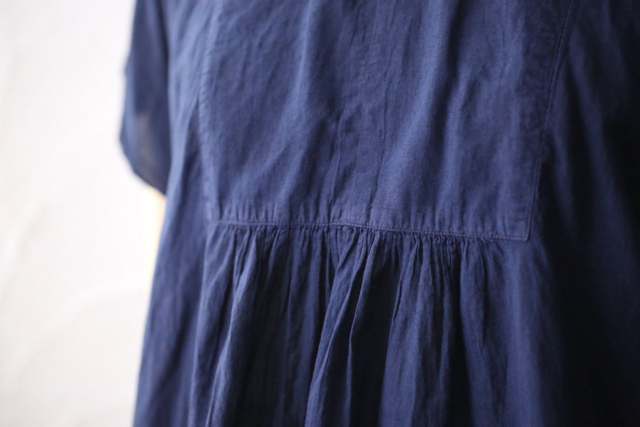 コットンローン パネル切り替えブラウス/ Cotton lawn blouse 「群青/Deep indigo」