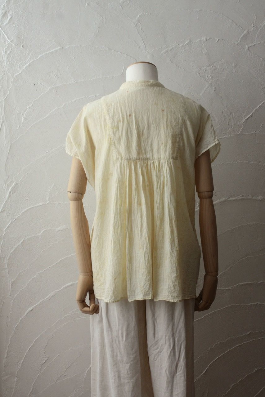コットンローン パネル切り替えブラウス/ Cotton lawn blouse 「ボタニカルプリント」クリーム/Cream