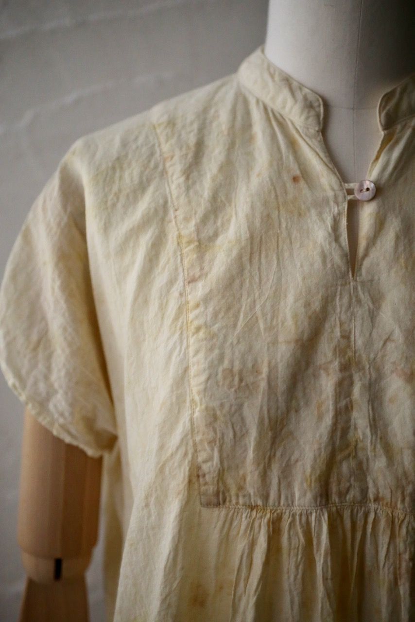 コットンローン パネル切り替えブラウス/ Cotton lawn blouse 「ボタニカルプリント」クリーム/Cream
