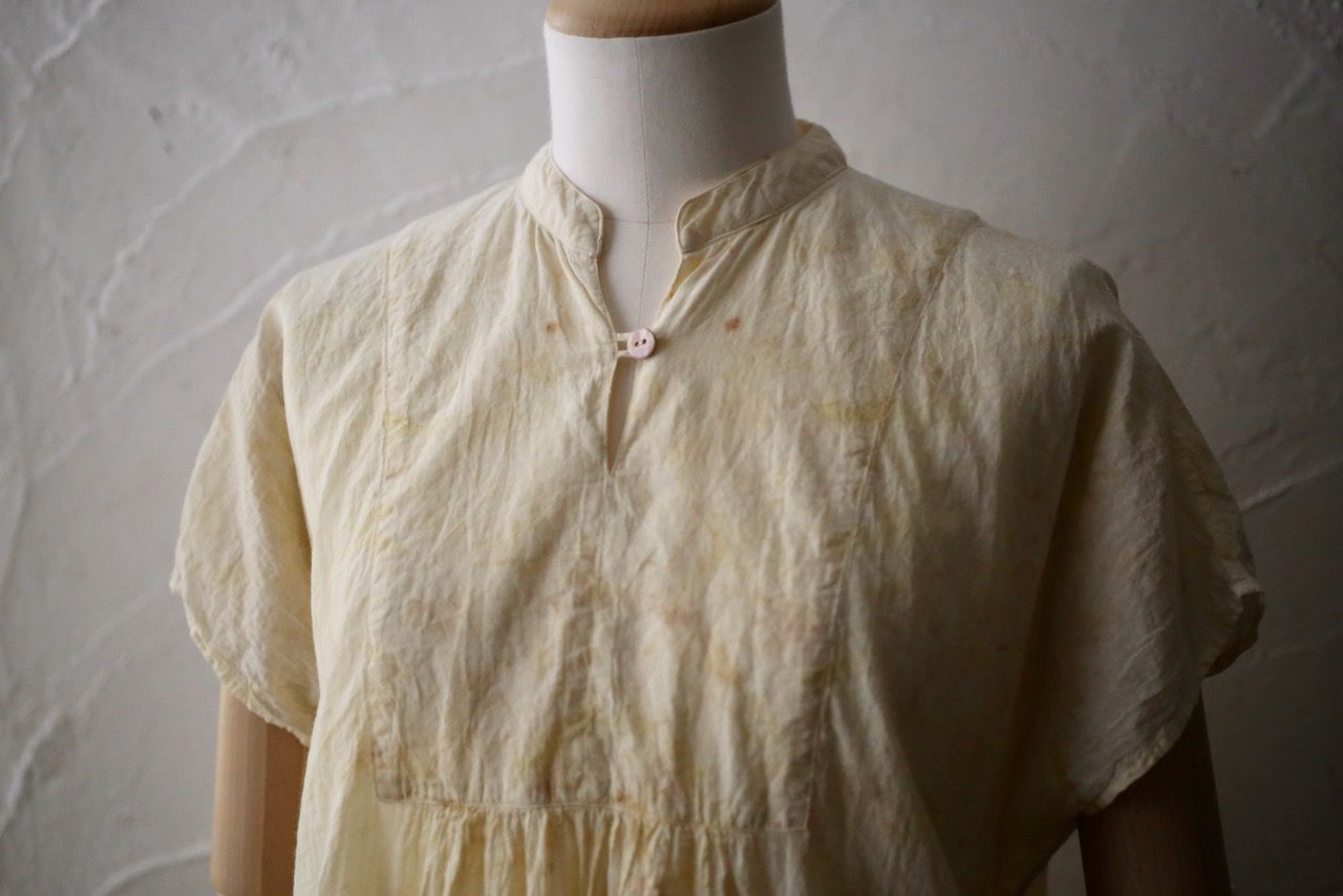 コットンローン パネル切り替えブラウス/ Cotton lawn blouse 「ボタニカルプリント」クリーム/Cream