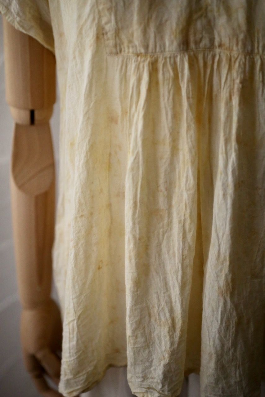 コットンローン パネル切り替えブラウス/ Cotton lawn blouse 「ボタニカルプリント」クリーム/Cream