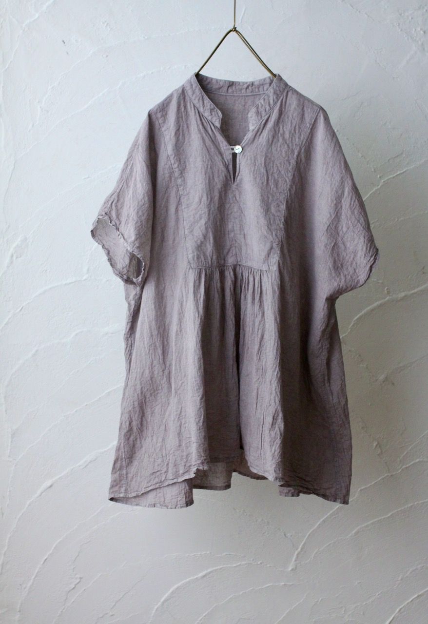 コットンローン パネル切り替えブラウス/ Cotton lawn blouse 「グレイッシュピンク/Grayish pink」