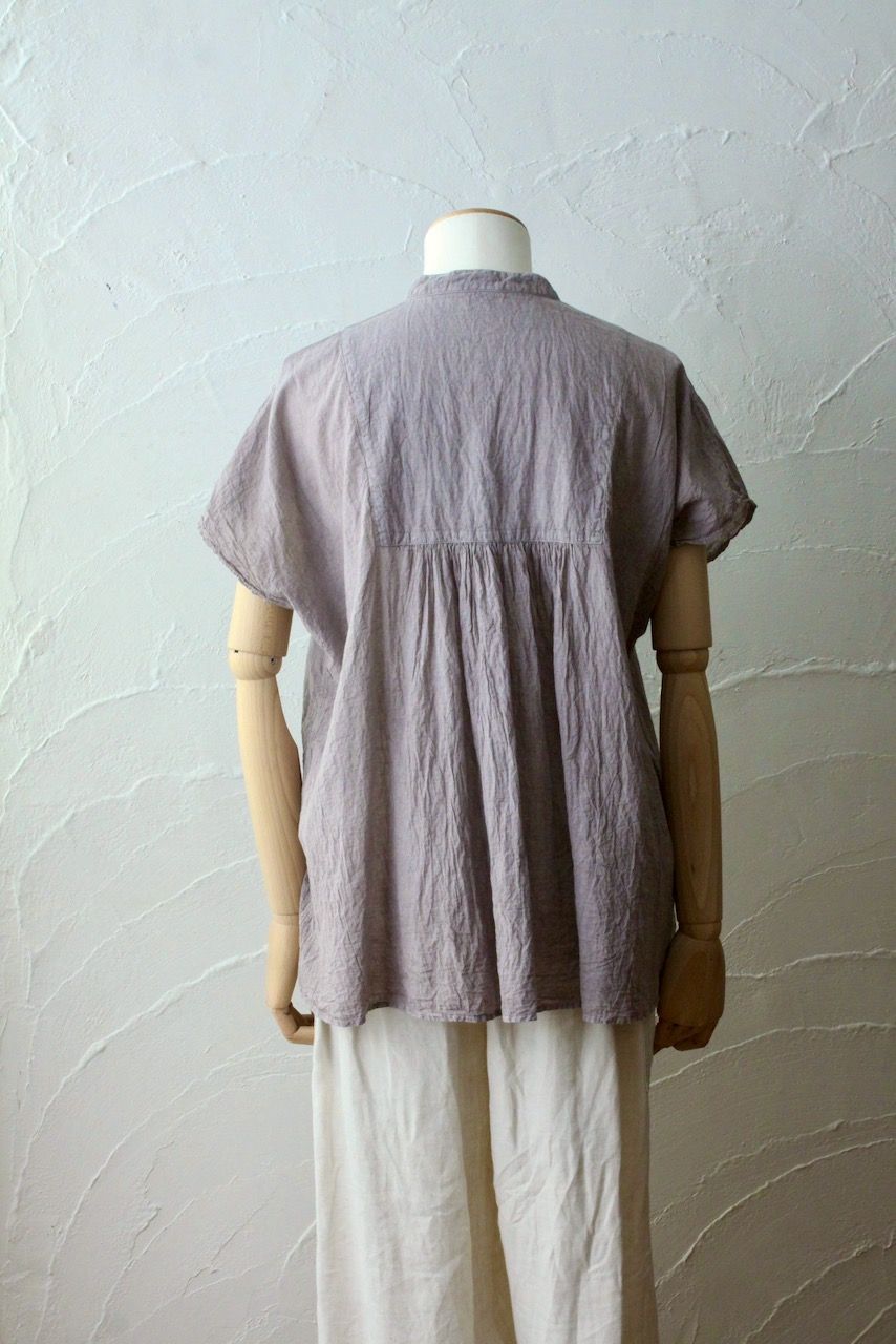 コットンローン パネル切り替えブラウス/ Cotton lawn blouse 「グレイッシュピンク/Grayish pink」