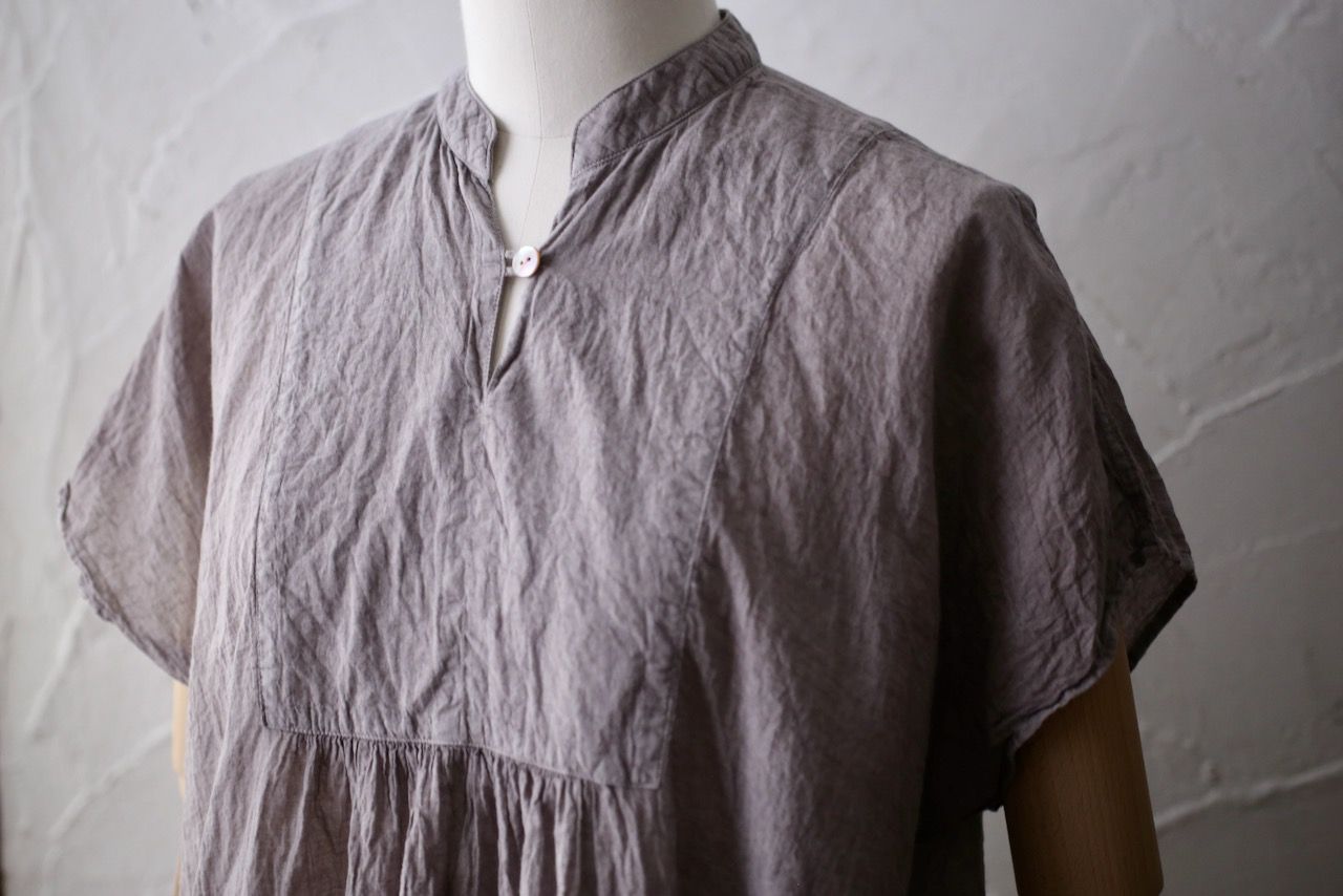 コットンローン パネル切り替えブラウス/ Cotton lawn blouse 「グレイッシュピンク/Grayish pink」
