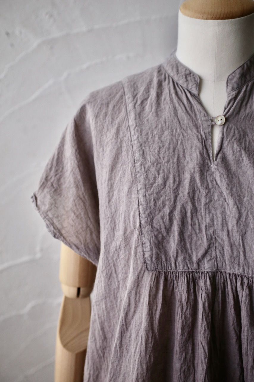 コットンローン パネル切り替えブラウス/ Cotton lawn blouse 「グレイッシュピンク/Grayish pink」