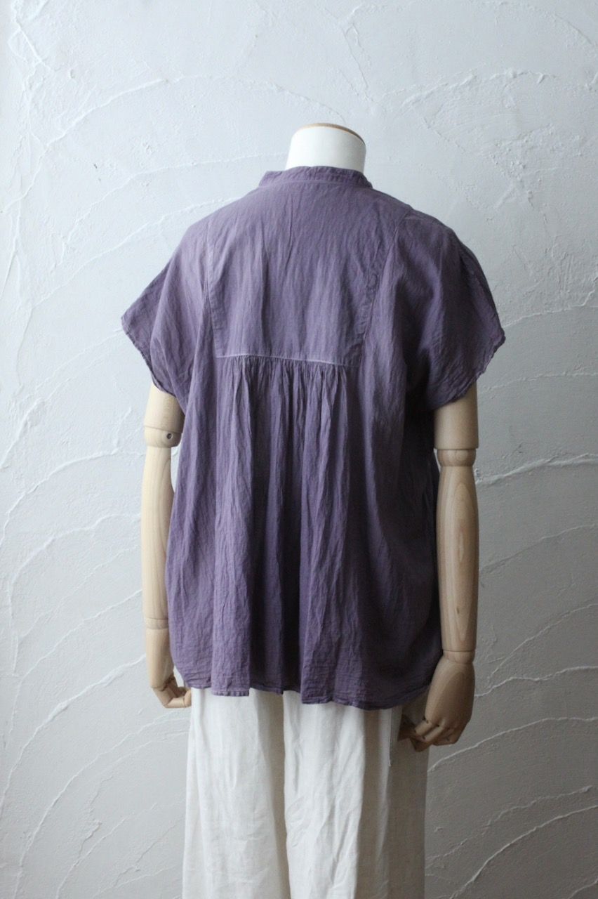 コットンローン パネル切り替えブラウス/ Cotton lawn blouse 「花紫/Bell flower」