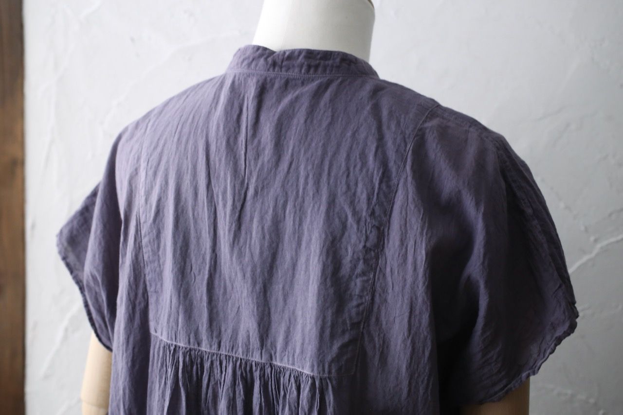 コットンローン パネル切り替えブラウス/ Cotton lawn blouse 「花紫/Bell flower」