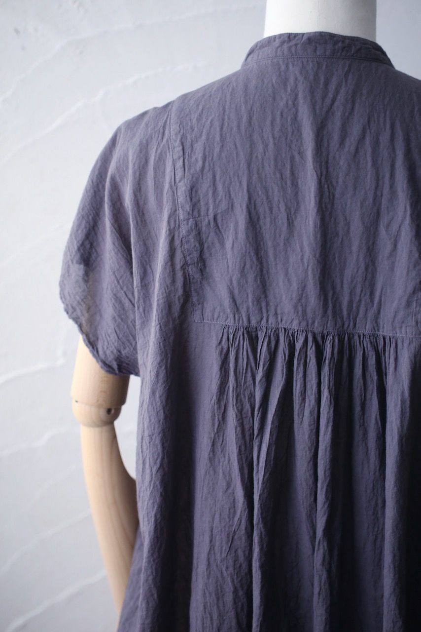 コットンローン パネル切り替えブラウス/ Cotton lawn blouse 「ぶどう/Grape」