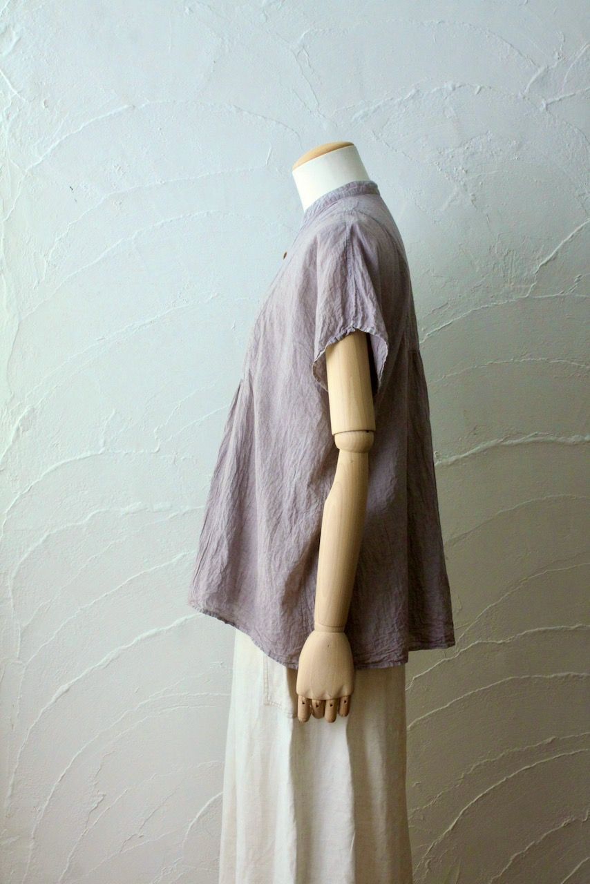 コットンローン パネル切り替えブラウス/ Cotton lawn blouse 「グレイッシュピンク/Grayish pink」