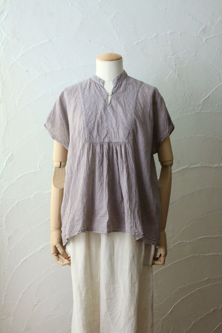 コットンローン パネル切り替えブラウス/ Cotton lawn blouse 「グレイッシュピンク/Grayish pink」