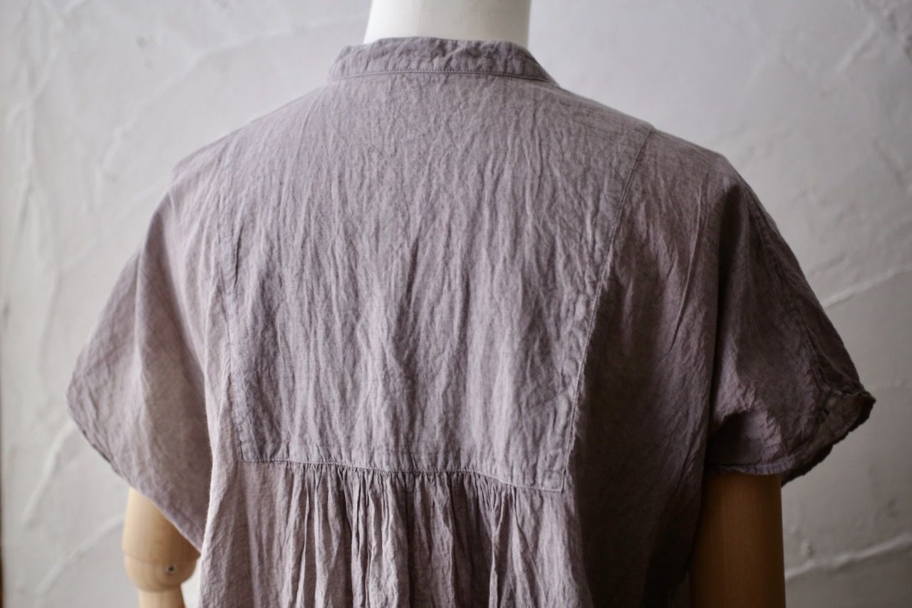 コットンローン パネル切り替えブラウス/ Cotton lawn blouse 「グレイッシュピンク/Grayish pink」