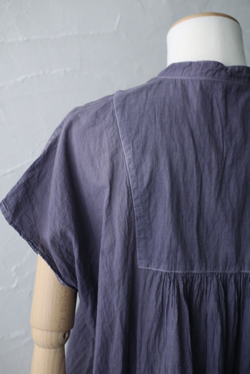 コットンローン パネル切り替えブラウス/ Cotton lawn blouse 「花紫/Bell flower」