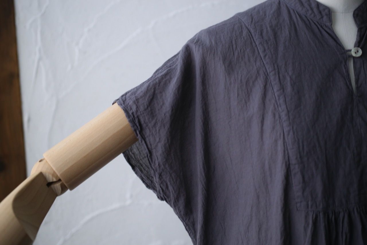 コットンローン パネル切り替えブラウス/ Cotton lawn blouse 「ぶどう/Grape」