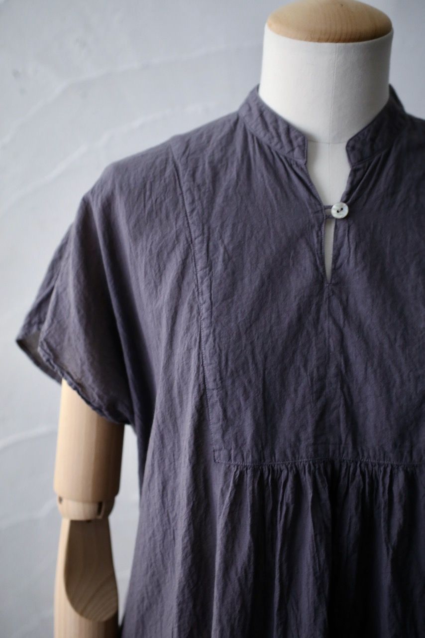 コットンローン パネル切り替えブラウス/ Cotton lawn blouse 「ぶどう/Grape」